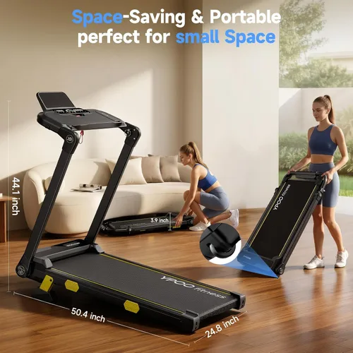 Vista 9 de YPOO 13% Incline Walking Pad Handle 6.2MPH RGB Light Plegable Negro oscuro