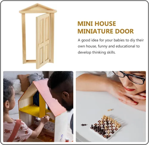 Vista 8 de Zerodeko Puerta en miniatura de madera 1 12 escala modelo de puerta de casa de muñecas con función de apertura para decoración de mini casa