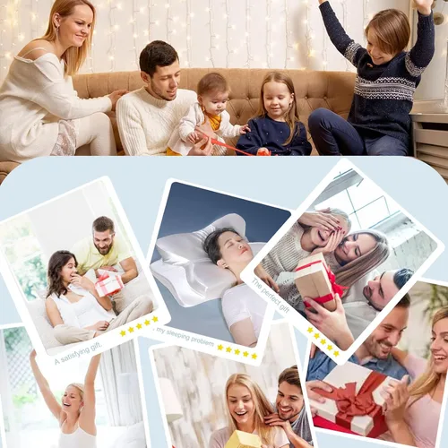 Vista 7 de Almohada cervical para aliviar el dolor de cuello y hombros, almohadas de espuma viscoelástica inodoras y funda de seda suave, para personas que