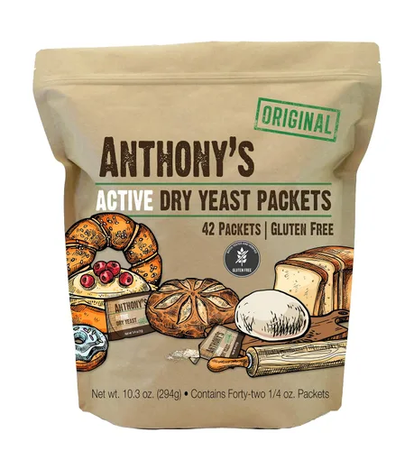 Vista 3 de Paquetes de levadura seca activa de Anthony, contiene 42 paquetes individuales, sin gluten
