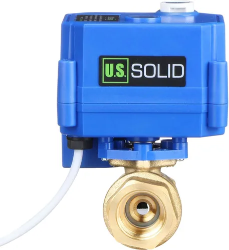 Vista 2 de Válvula de bola motorizada de 1/2 pulgada U.S. Solid Brass 9-24V AC/DC de 3 cables con cierre automático de puerto completo con anulación manual