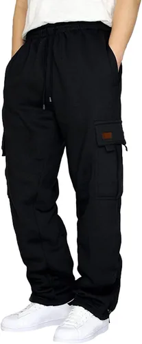 Vista 2 de Pantalones deportivos para hombre, ajuste holgado, pantalones deportivos para hombre, pantalones deportivos de ajuste holgado, con cordón y bolsillo
