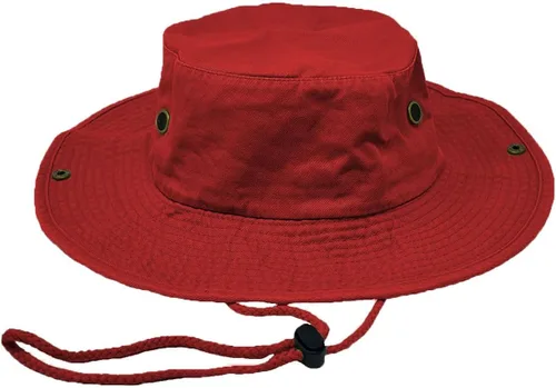 Vista 3 de Glory Max Sombrero de pescador de algodón lavado con correa de barbilla gorra de pesca Sun Safari Boonie Rojo