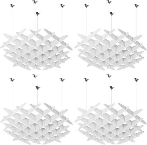 Vista 15 de VIVO Panel Acústico de Techo Tipo Waffle, Absorbedor de Sonido Colgante Hexagonal, Candelabro Moderno de Reducción de Ruido, Gris Oscuro, PP-CW01D