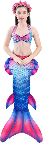 Vista 5 de Niñas Cola de sirena Natación Traje de baño Natación Ropa de playa Niños Sirena Traje de baño Halloween Cosplay Trajes