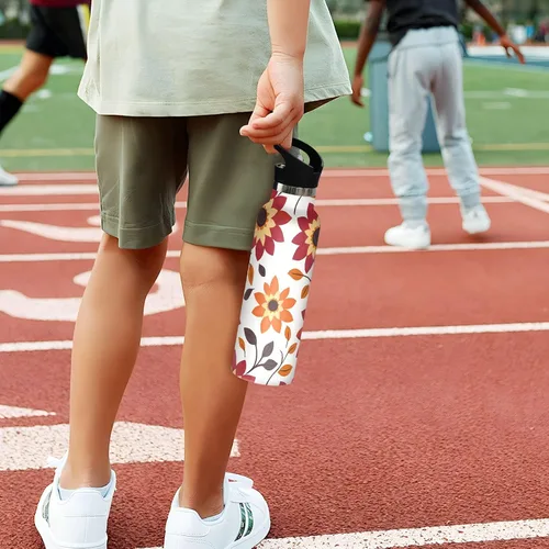 Vista 5 de Flowers Vacuum Insulated Sports Water Bottle Keeps Hot and Cold with Straw Leakproof BPA Free for Gym Sports 08