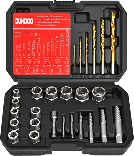 Vista 9 de Kit de 7 piezas extractor de pernos, juego extractor de pernos dañados, juego Easy Out largo y profundo, herramienta de dado para tuercas de rueda