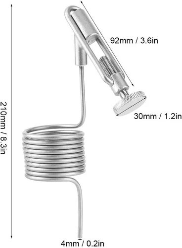 Vista 2 de 304 Stainless Steel Sampling Coil Defoamer,Beer Brewing Sampling Valve Coil Defrother Homebrew Fermenter Accessory Silver