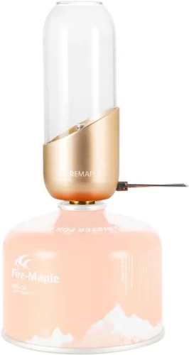 Vista 7 de Fire-Maple Farol naranja para acampar de vidrio, acero y aluminio Recipiente de combustible de propano o isobutano hermosas luces No necesita