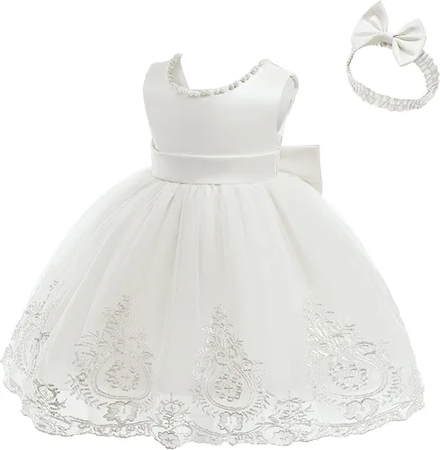 Vista 3 de NSSMWTTC 6M-7T Vestido de concurso sin espalda para bebé, vestido de tutú para niñas pequeñas, vestidos de flores con gorro
