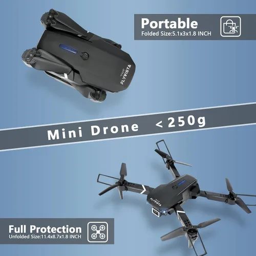 Vista 6 de FLYVISTA Mini Drone con cámara para adultos y niños, dron con cámara WiFi FPV 1080P con 3 baterías, despegue/aterrizaje con un clic, mantiene