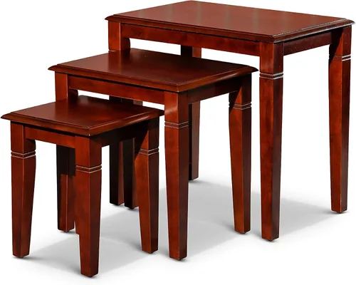 Vista 8 de DTY Mesas anidables de 3 piezas para sala de estar, juego de 3 mesas de madera para sala de estar, mesas apilables con elegante acabado espresso