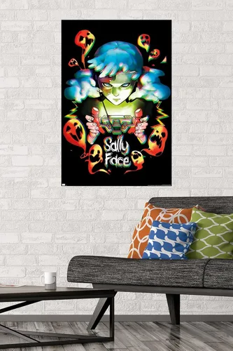 Vista 2 de Sally Face - Póster de pared de fantasmas, 34 pulgadas de largo x 22.4 pulgadas de ancho, versión sin marco