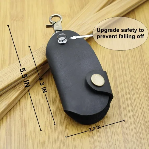 Vista 5 de Mejora la seguridad para evitar que se caiga de cuero genuino para llaves de puerta de coche, protector de llaves