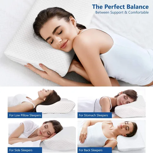Vista 32 de ZAMAT Almohada de espuma viscoelástica para aliviar el dolor de cuello, almohada cervical ergonómica ajustable para dormir, almohada ortopédica