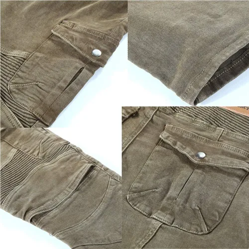 Vista 5 de Takuey Jeans de mezclilla para montar en motocicleta con protector de rodilla y cadera certificado CE