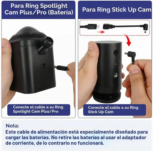 Vista 4 de Adaptador de corriente para Spotlight Cam Plus/Pro (batería) y cámara de proyector (batería), con cable exterior resistente a la intemperie de 25