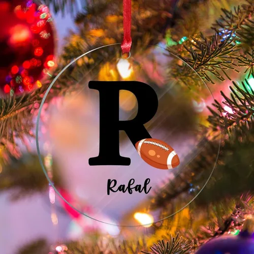 Vista 18 de Adornos colgantes personalizados con monograma inicial de letra A, árbol de Navidad, apellido personalizado, decoración de árbol de Navidad, feliz