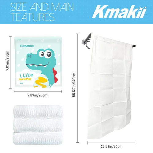Vista 2 de KMAKII Toallas de baño desechables para campamento, toalla de gimnasio, toalla de ducha suave, gruesa y absorbente, para viajes, hotel, spa y viajes