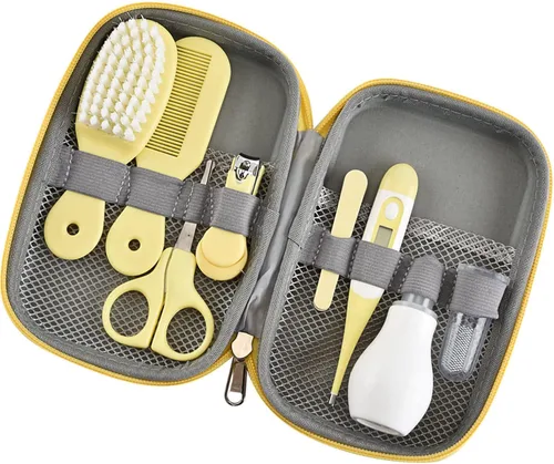 Vista 3 de Plplaaoo Kit de cuidado de la salud y aseo del bebé, 8 en 1, juego de cuidado de la salud del bebé recién nacido con cortaúñas, cepillo de pelo