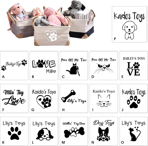 Vista 5 de Cesta de almacenamiento personalizada para juguetes para perros, cajas de almacenamiento plegables con asas para mascotas, perros, gatos, juguetes