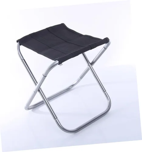 Vista 7 de Mipcase Outdoor Folding Stool, Aluminum Alloy, Lightweight, Foldable, Black