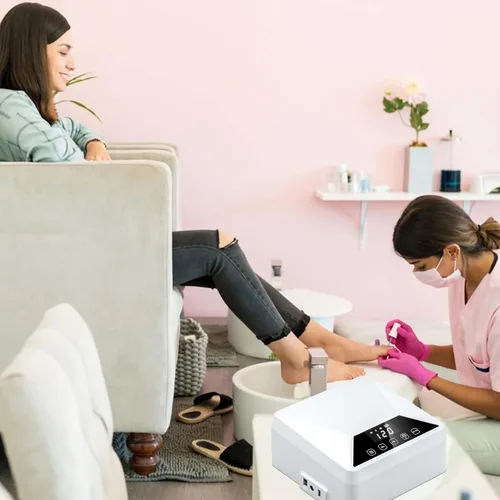 Vista 7 de Lámpara de pie UV, lámpara UV recargable de 78 W para pies, secador de uñas LED con soporte telescópico oculto, esmalte de uñas inalámbrico