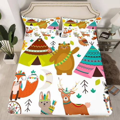 Vista 8 de Erosebridal Sábana bajera ajustable de tamaño individual para niños y niñas, diseño colorido de nube, estrellas, luna, lindo juego de ropa de cama