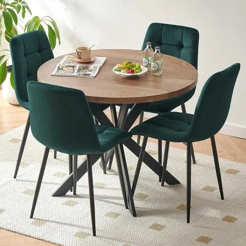 Vista 32 de Homedot Juego de mesa de comedor para 2, mesa de cocina de 3 piezas, juego de sillas de comedor redondas y negras para espacios pequeños, juego