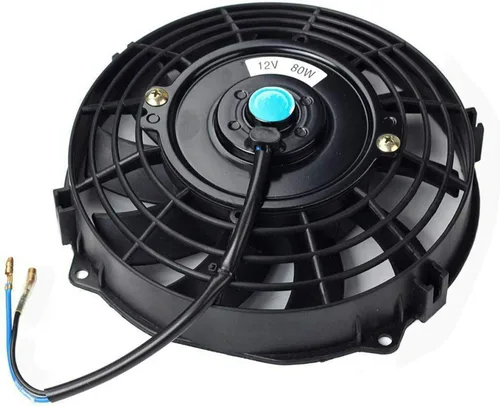 Vista 2 de 7" 12V Universal Slim Cooling Fan Push Pull Kit de montaje de ventilador de refrigeración para radiador eléctrico (paquete de 2) Negro