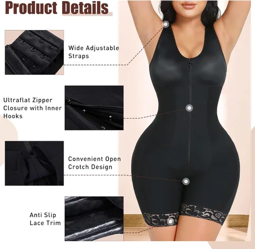 Vista 4 de FeelinGirl Tummy Control Faja Colombianas Full Body Shaper Butt Lifter Thigh Slimmer Post Surgery Compression Bodysuit