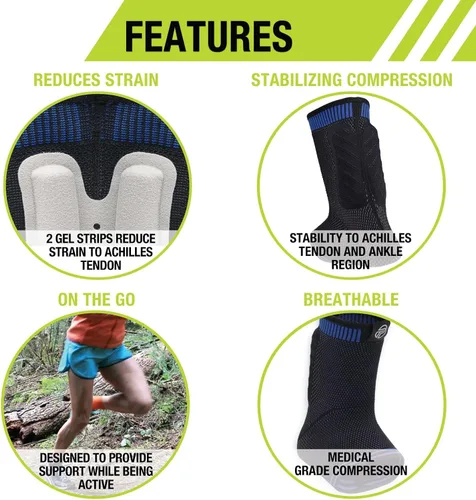 Vista 5 de Pro-Tec Athletics Achilles Sleeve with Dual Gel Compression Strips, Achilles Tendon Support for Tendinitis Relief