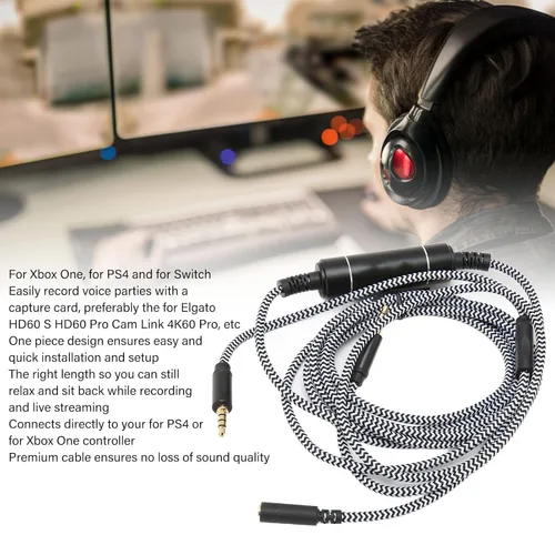 Vista 4 de Chat Link Pro Cable Replacement for Elgato HD60 S HD60 Pro Cam Link 4K60 Pro Capture Card, 8.5ft No Noise Chat Adapter, for Xbox One for PS4 for