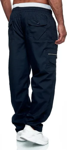 Vista 4 de WZIKAI Pantalones cargo para hombre, ajuste relajado, con cordón, pantalones deportivos para hombre, pantalones largos casuales de entrenamiento