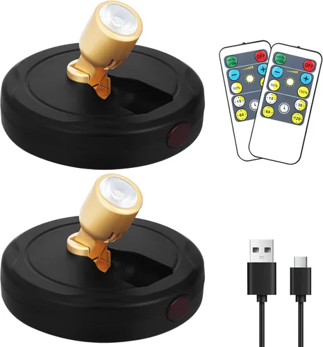 Vista 10 de Focos que funcionan con pilas, luz de imagen inalámbrica, iluminación de acento regulable, luces LED inalámbricas, luces adhesivas con control