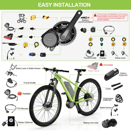Vista 4 de BAFANG BBSHD BBS03 48/52V 1000W kit de conversión de ebike de motor medio con batería de litio de gran capacidad y cargador para hacer tú mismo, kit