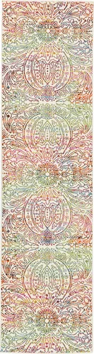 Vista 2 de Unique Loom colección Lyon - Alfombra abstracta y moderna, Polipropileno, Marfil/rojo