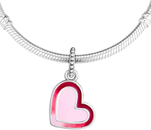 Vista 4 de Pandora 925 Sterling Silver Pendant Diy Fits for Pandora Bracelets Original Charms Sterling Silver Asymmetric Heart of Love Charm Beads Fine Jewelry