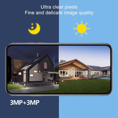 Vista 5 de Pyhodi Cámara de seguridad solar al aire libre WiFi inalámbrica HD NightIP66 cámara de vigilancia, detección humana NightPIR de color, 2 vías