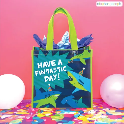 Vista 5 de Stephen Joseph, Bolsa de regalo reciclada mediana con asas, niños, reutilizable, bolsa de regalo de fiesta de cumpleaños, bolsa de compras, abeja