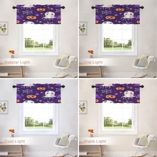 Vista 493 de Shrahala Orange Autumn Autumn Blackout Curtain Tiers, Fall Kitchen Valance Light Blocking Tier Drapes with Rod Pocket, 2 Pack 26 X 24 in
