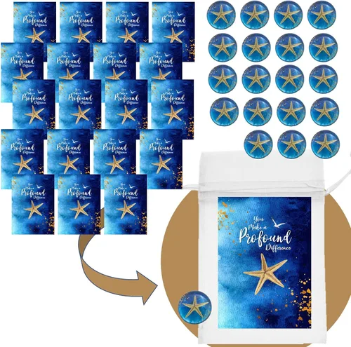 Vista 3 de Smiling Wisdom 20 regalos de historia de estrellas de mar a granel Tarjetas de apreciación de You Make a Profound Difference e imán redondo
