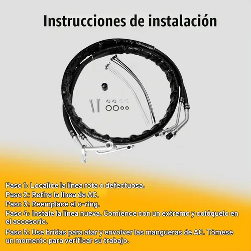 Vista 3 de Juego de línea de CA trasera/auxiliar, manguera de aire acondicionado de refrigeración trasera, compatible con Dodge Caravan Dodge Grand Caravan
