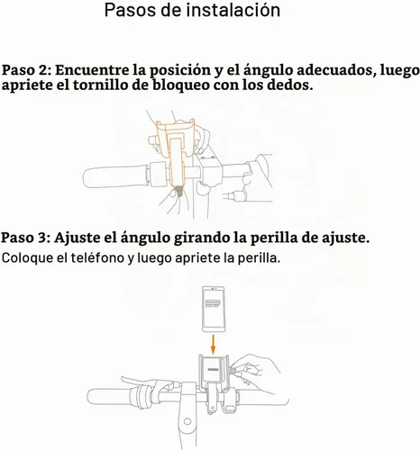 Vista 9 de Segway Ninebot - Soporte para teléfono, ajustable para scooter eléctrico eMoped para manillar de bicicleta, se adapta a cualquier teléfono celular