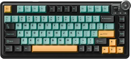 Vista 16 de Aula AU75 Teclado mecánico inalámbrico, teclado para juegos con junta de intercambio en caliente con perilla, BT/2.4G/teclado personalizado