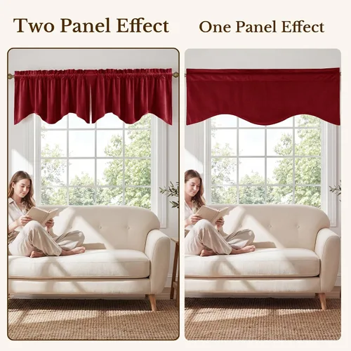 Vista 7 de StangH - Cortinas de terciopelo supersuaves para dormitorio (2 paneles, diseño de bolsillo para barra), Rojo