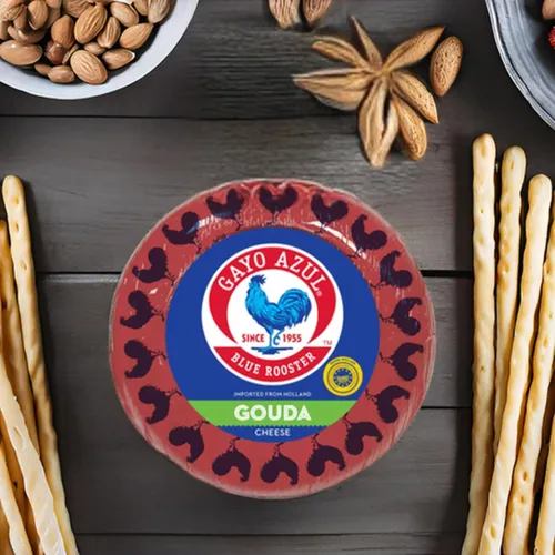 Vista 8 de Gayo Azul Rueda de queso Gouda suave – cera roja, 9-10 libras (aproximadamente)