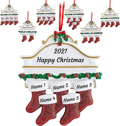 Vista 17 de Adornos de Navidad personalizados para familia de 2, adornos de Navidad familiares personalizados con nombres, decoraciones de Navidad
