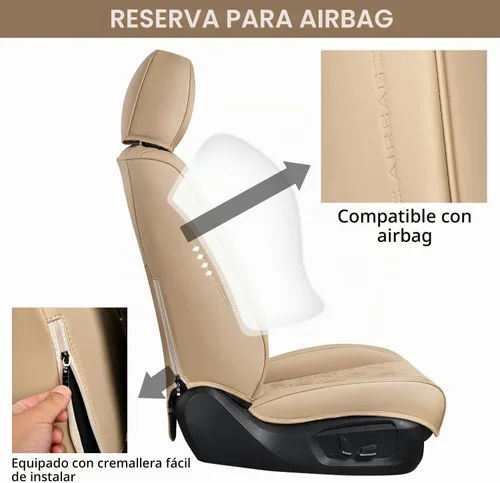 Vista 7 de Fundas de asiento delantero de automóvil, par de fundas de asiento delantero de cuero transpirable con reposacabezas, funda universal de asiento