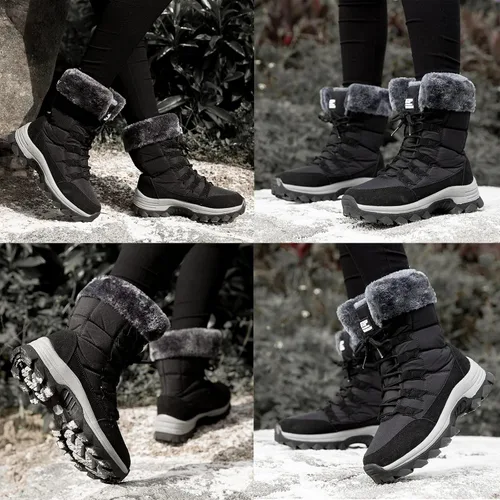 Vista 7 de Botas de nieve para mujer, botas de invierno para mujer, botas de invierno cálidas con forro de piel, botas de invierno para mujer, botas de nieve